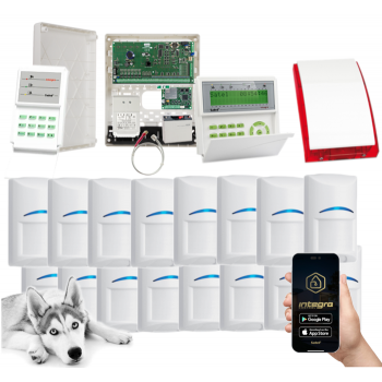 ZESTAW SATEL INTEGRA 64 16x BOSCH WP12 2x KLAWIATURA SYGNALIZATOR INT-GSM LTE